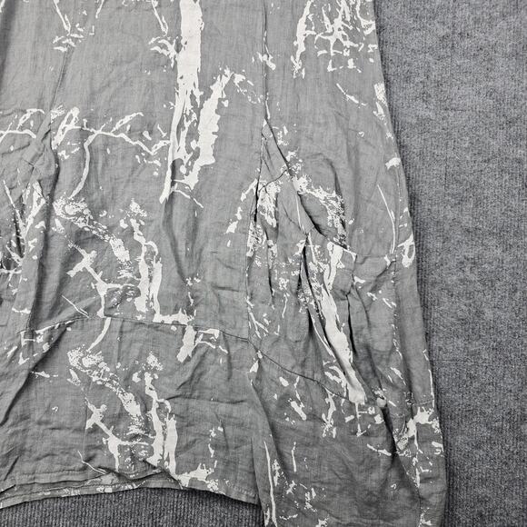 Lands Downunder Dress Womens Medium Linen Gray Abstract Cocoon Italy Lagenlook - Picture 5 of 7